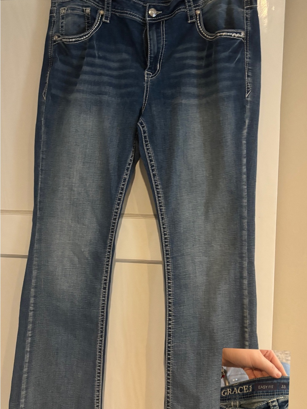Grace Easy Fit Boot Cut Western Jeans Mid Rise